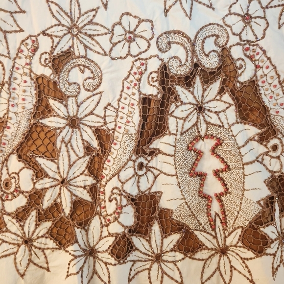 Embellished Boho Beachy Skirt SZ: 8 Cotton Blend Beaded Seahorse Pirate Shells - Picture 6 of 16